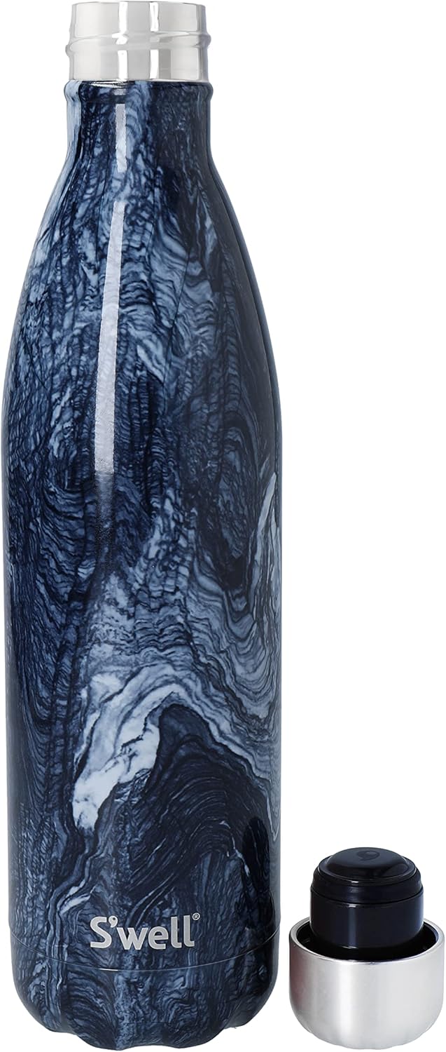 S'well Wiederverwendbare Trinkflasche aus Edelstahl, 750 ml, Azurit-Marmor, dreifach isolierte und a