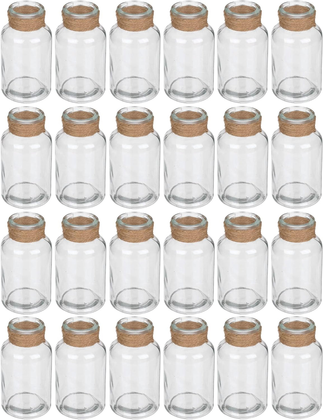Mini-Vasen Glasflaschen mit Juteschnur kleine Dekoflaschen Blumenvase Deko-Vase Tischvase Väschen Gl