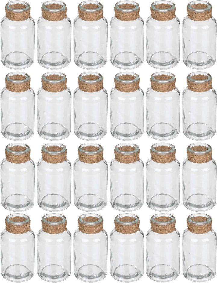 Mini-Vasen Glasflaschen mit Juteschnur kleine Dekoflaschen Blumenvase Deko-Vase Tischvase Väschen Gl
