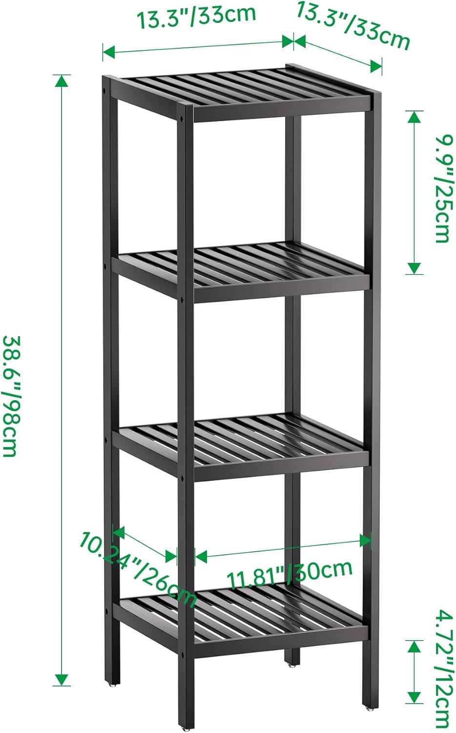 SMIBUY Badezimmer-Aufbewahrungsregal, 4 Ebenen, Bambusregal, Organizer, multifunktionales Regal für