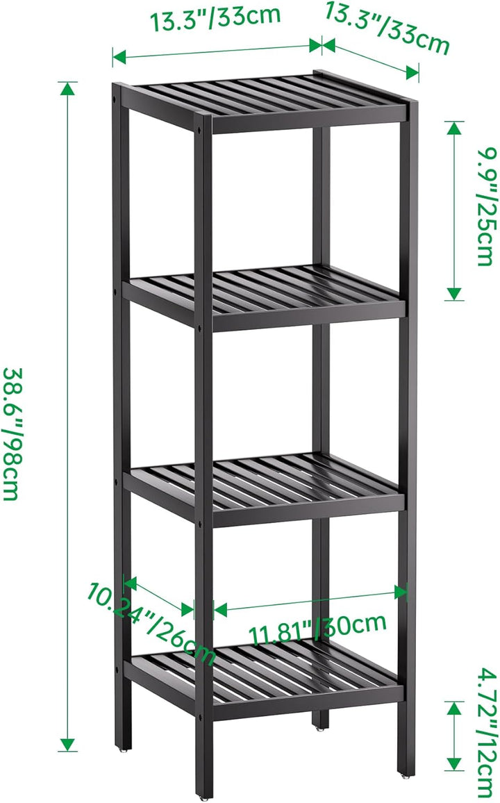 SMIBUY Badezimmer-Aufbewahrungsregal, 4 Ebenen, Bambusregal, Organizer, multifunktionales Regal für