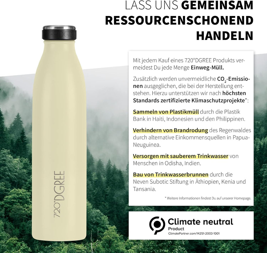 720°DGREE Edelstahl Trinkflasche “milkyBottle” - 750ml - BPA-Frei, Auslaufsicher, Kohlensäure geeign