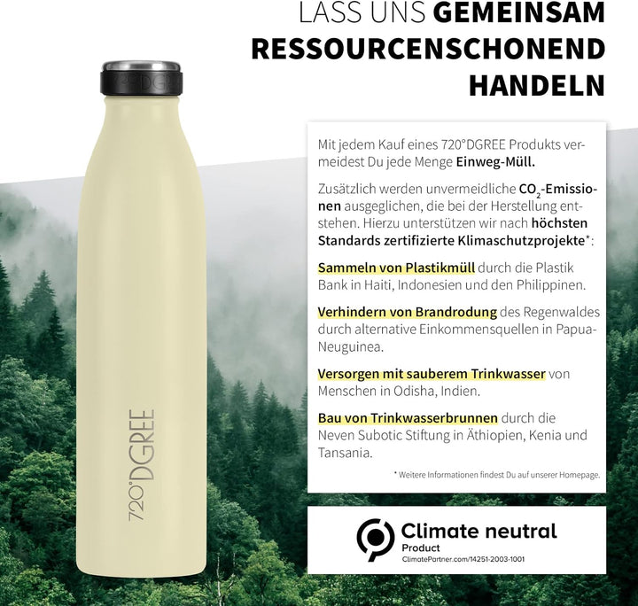 720°DGREE Edelstahl Trinkflasche “milkyBottle” - 750ml - BPA-Frei, Auslaufsicher, Kohlensäure geeign