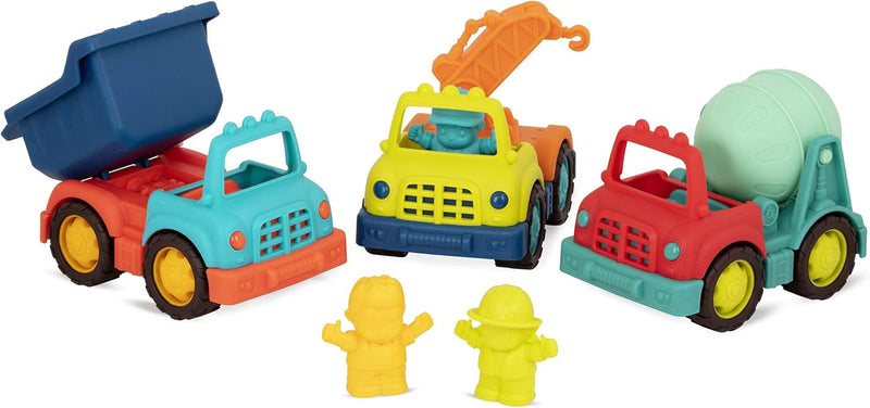 B. Toys BX2025Z B.Toys Happy Cruisers-Baufahrzeuge 3er Set mit Kipplaster, Betonmischer, Kranwagen,