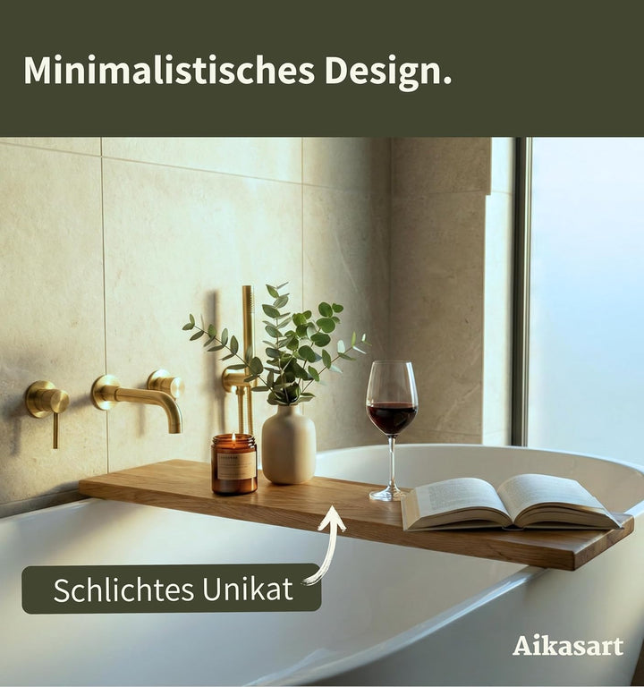 Badewannenablage aus Eiche Massiv – 100% Echtholz – Handgefertigt in Bayern – Länge 50-180 cm – Wass