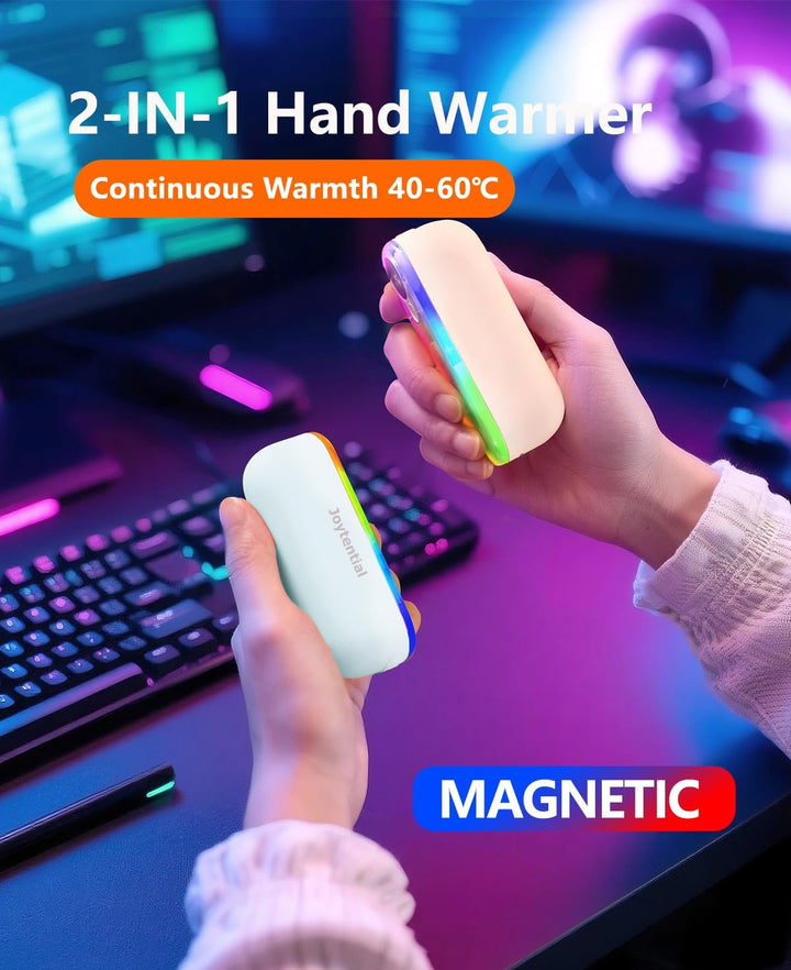 Handwärmer Taschenwärmer Elektrisch, 2 in 1 Handwärmers Tragbar Magnetisch, 4 Wärmestufen, Taschenwä