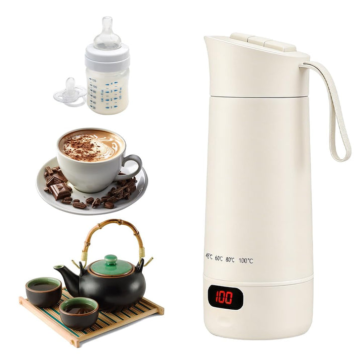 4 in 1 Reisewasserkocher Klein, 400ML Mini Elektrische Wassertasse 4 Temperatur, Kleiner Tragbarer W
