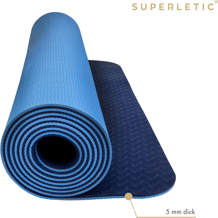SUPERLETIC Yogamatte & Gymnastikmatte - 0.8/1.0/1.5 cm Dicke,Sportmatte Rutschfest mit Tragegurt, Ha