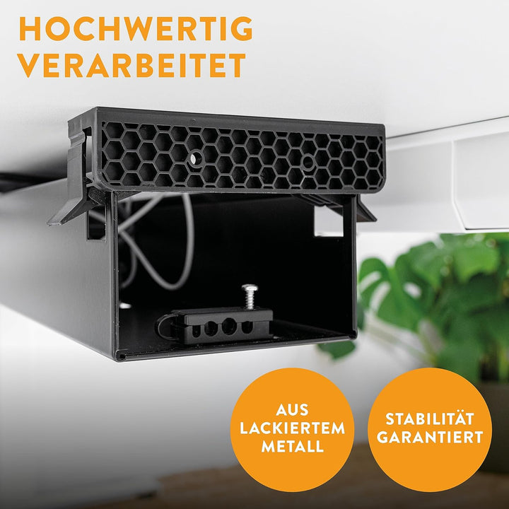 boho office® Kabelwanne – Schwarz 57 cm aus Metall - beidseitig klappbare Kabelwanne zur Installatio