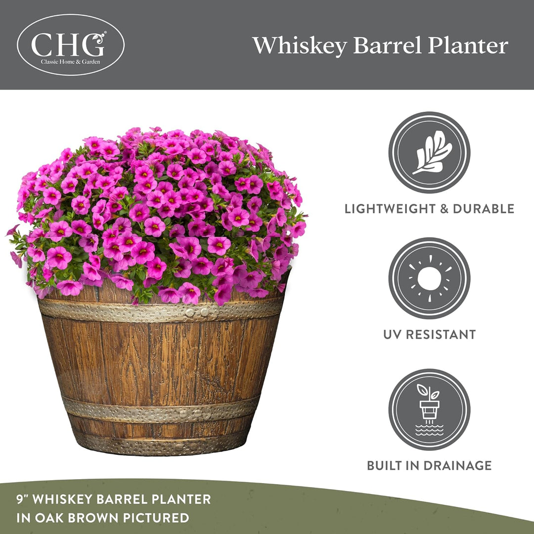 Classic Home and Garden 74 Whiskyfass, 22,9 cm, Eiche im Used-Look 9" Whiskey Barrel Eiche im Used-l