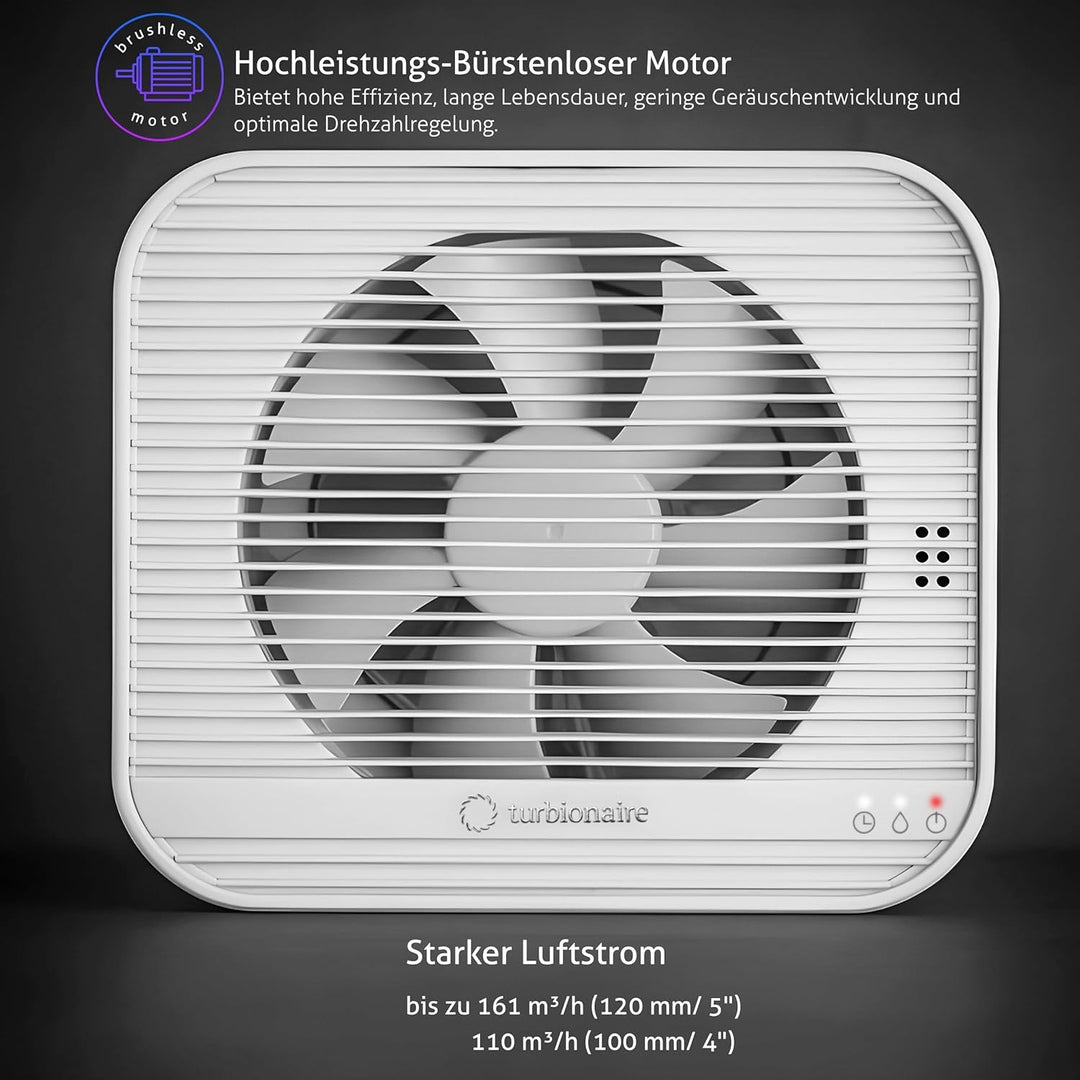 Turbionaire Axio 1012 HTR, Badventilator, Feuchtigkeitssensor, 8 Geschwindigkeiten, Timer, Fernbedie