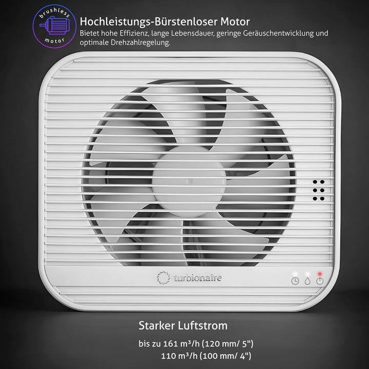 Turbionaire Axio 1012 HTR, Badventilator, Feuchtigkeitssensor, 8 Geschwindigkeiten, Timer, Fernbedie