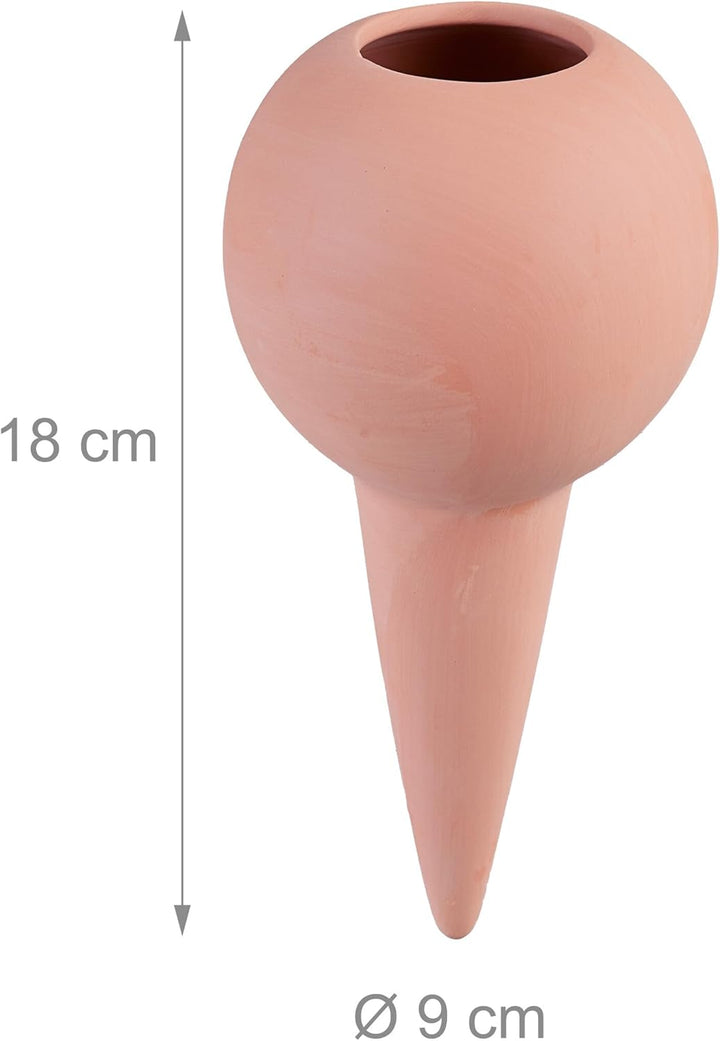 Relaxdays Tonkegel Bewässerung, Giesskegel 4er Set, 1,5 Liter PET-Flaschen, für Zimmerpflanzen &amp; Bal