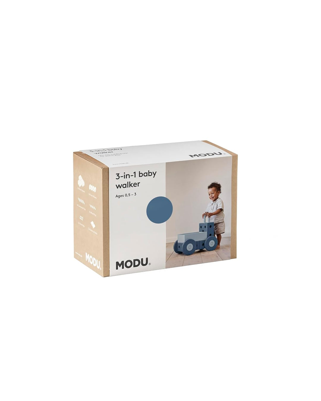 MODU 3-in-1 Baby Walker Deep Blue/Sky blue - Laufwagen, Schubkarre + Tritthocker und mehr - NEU - sc