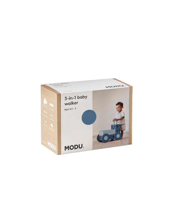 MODU 3-in-1 Baby Walker Deep Blue/Sky blue - Laufwagen, Schubkarre + Tritthocker und mehr - NEU - sc