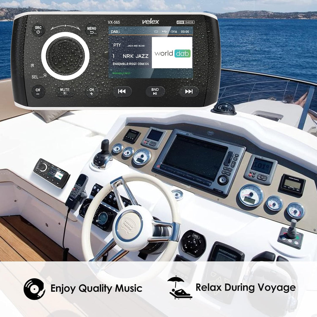 Marine Stereo, Audio Video Player DAB + / FM/AM mit Bluetooth-Streaming, für Yacht, Boot, UTV, ATV,