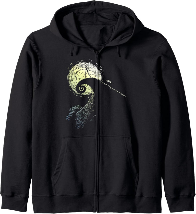 Nightmare Before Christmas Spooky Nighttime Hillside Jack Kapuzenjacke