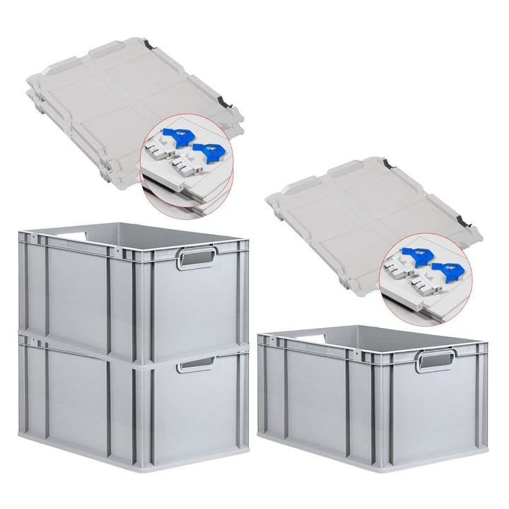 PROREGAL SuperSparSet 3x Eurobox NextGen Grip mit Scharnierdeckel und blauen Schiebeschnappverschlüs