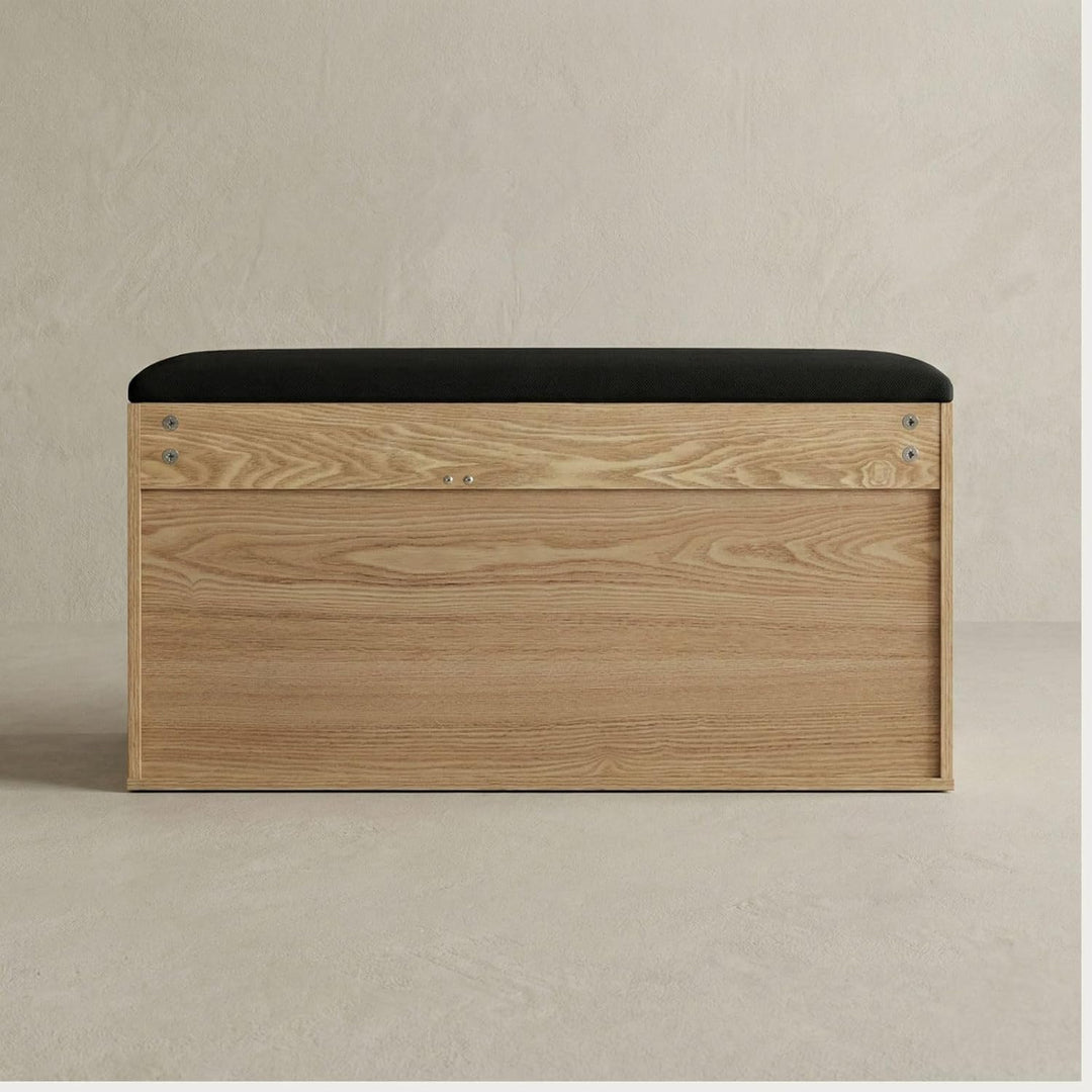 BOXIMO TRIA Schuhschrank mit Sitzbank, MDF und Polyester, 80 x 43 x 30 cm (Braun), Braun