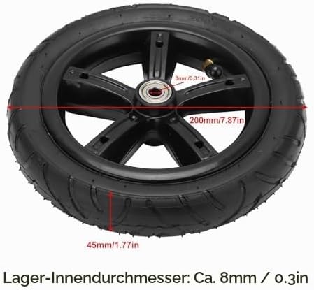 Tbest Luftrad 8 Zoll,200 X 45 Rollerreifen,Elektroroller Luftreifen Rad &amp; Felge,Räder 8 Zoll 200 X 4