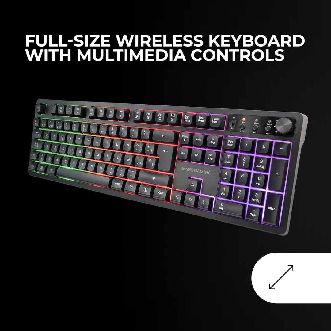 Mars Gaming MCPWX, Italienisch, Kabelloses Gaming-Combo, DualPro Link 2.4GPRO-Technologie, Vollforma