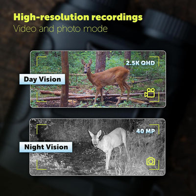 Jagdfernglas, 40MP Fotos, 2.5K QHD Videos, 8-facher Zoom, 300 Meter Reichweite, Infrarot-Nachtsicht,