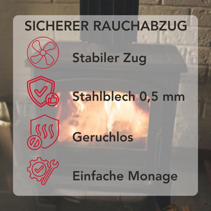 Ofenrohr ø 120 cm aus Stahlblech – Kaminrohr Rauchrohr Abgasrohr für Kaminofen, 120