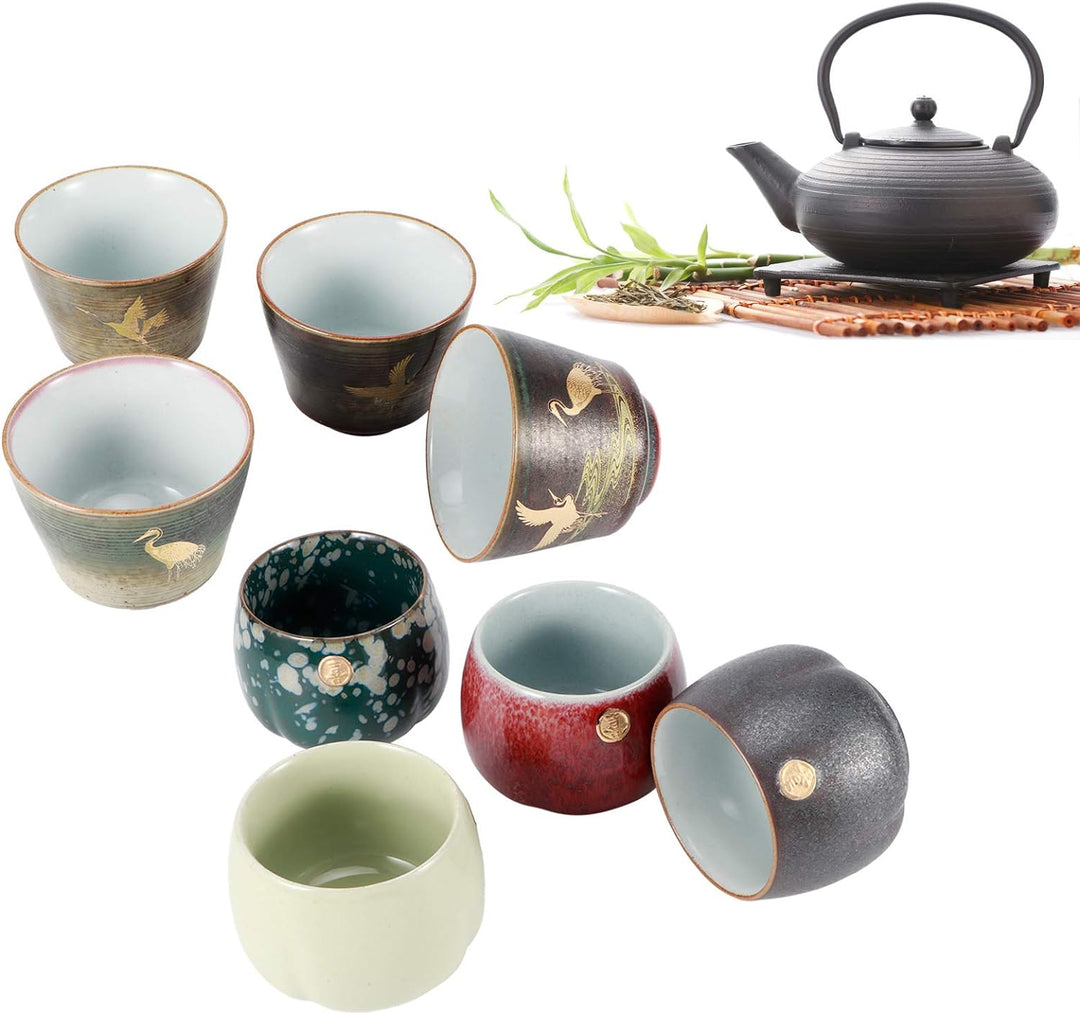 4 Stück Teetasse-Set, Japanische Teetasse Retro Gebackene Teetasse Set Art Keramik Kung Fu Teegeschi