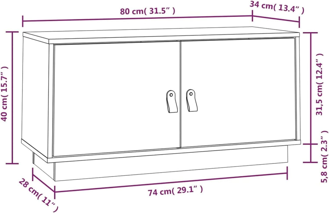 Tidyard TV Schrank mit Türen Fernsehtisch Lowboard Fernsehschrank HiFi-Schrank TV Möbel Tisch Massiv