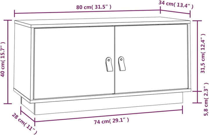 Tidyard TV Schrank mit Türen Fernsehtisch Lowboard Fernsehschrank HiFi-Schrank TV Möbel Tisch Massiv