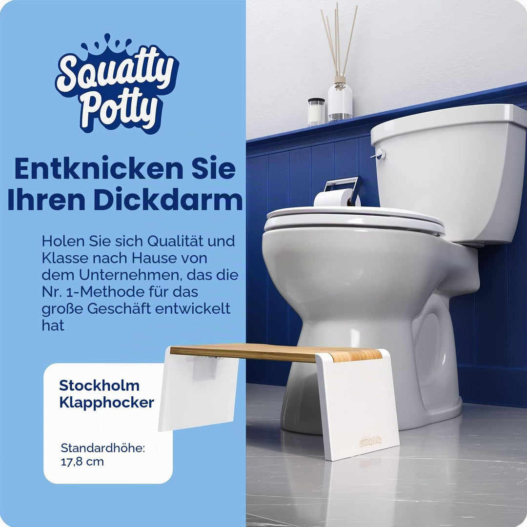 Squatty Potty Stockholm Falten Bambus Toilette Hocker, 7-Zoll Collapsible, Braun und Weiss, Bambus
