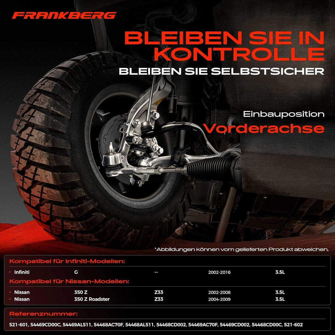Frankberg 2x Querlenker Vorderachse Unten Kompatibel mit G Stufenheck 3.5L 2002-2016 350 Z Z33 3.5L