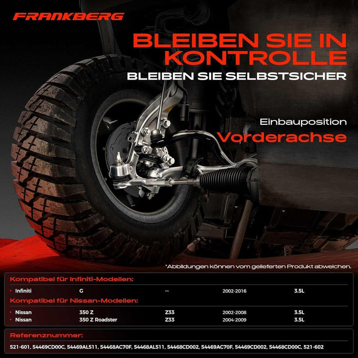 Frankberg 2x Querlenker Vorderachse Unten Kompatibel mit G Stufenheck 3.5L 2002-2016 350 Z Z33 3.5L