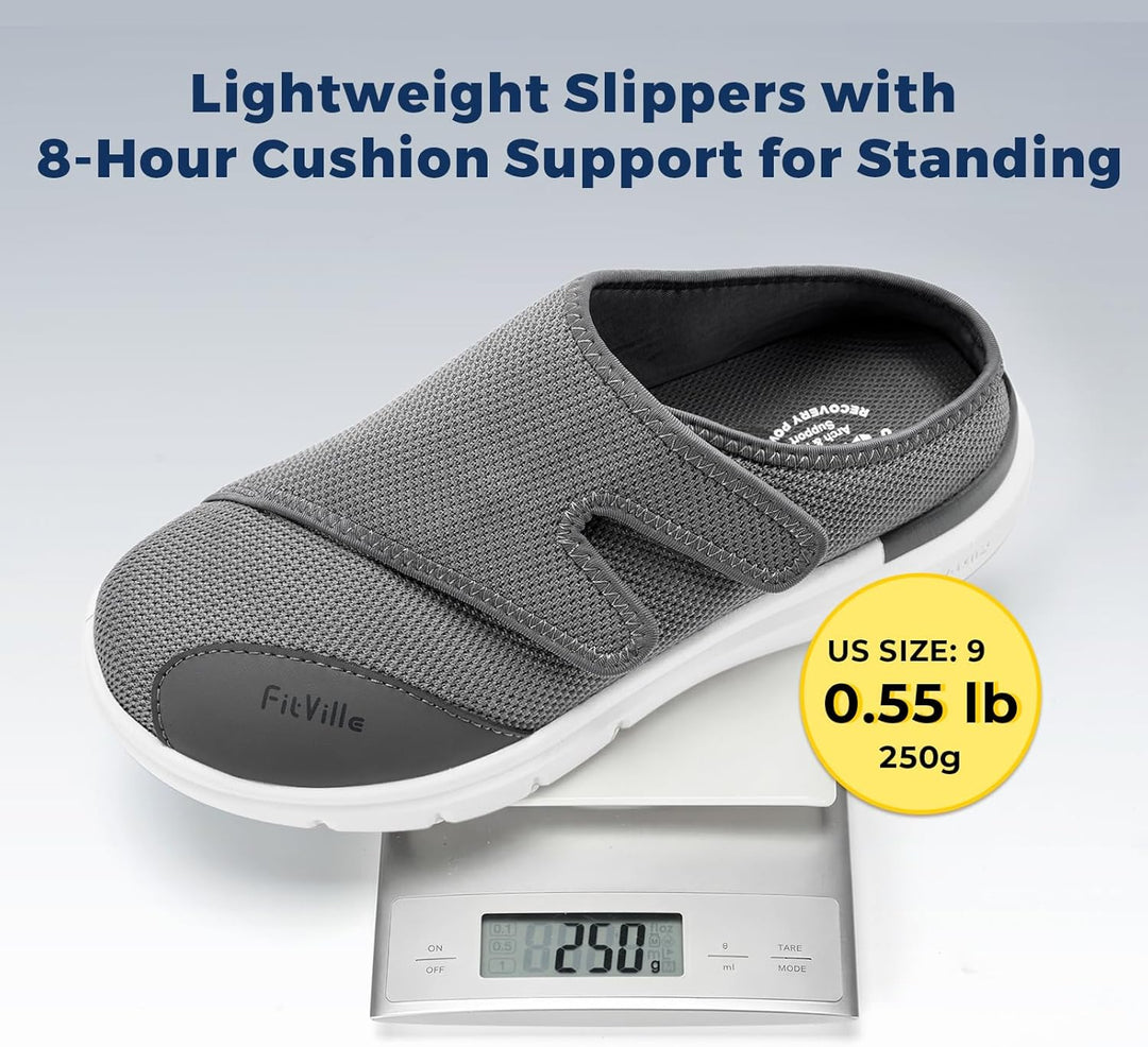 FitVille Diabetikerslipper Herren Extra Weit Gesundheitsschuhe mit Klettverschluss Orthopädische Hau