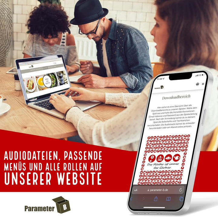 Parameter B - Der Mörder ist Immer der Gärtner - Krimidinner für 4 Personen – spannendes Krimidinner