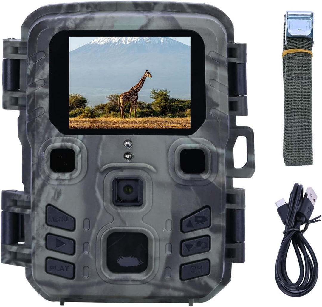 Kompakte Wildkamera, Full HD, PIR Bewegungssensor, Nachtsicht mit IR LEDs, IPX5, 180g leicht, Farbdi