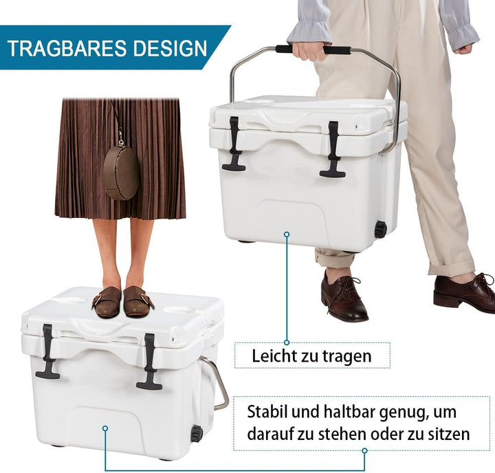 GYMAX Tragbare Kühlbox 15L, Thermobox mit rutschfesten Füssen, Speisenwärmer 45 x 34 x 33 cm, Isolie