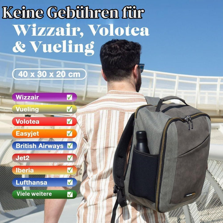 Cabin Max Für Ryanair Handgepäck Rucksack 40x20x25, Reiserucksack, Tasche Flugzeug Wizzair, Eurowing