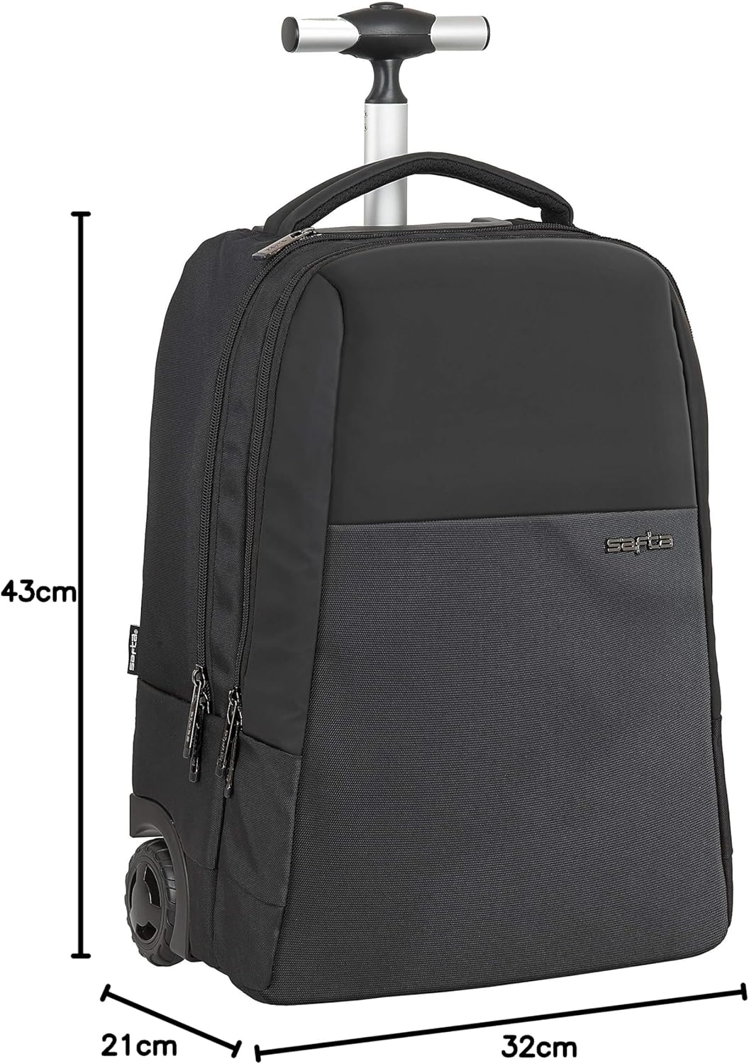 SAFTA Trolley für Laptops mit 39,6 cm (15,6 Zoll), mit Tasche für Tablet und USB-Anschluss, 430 x 32