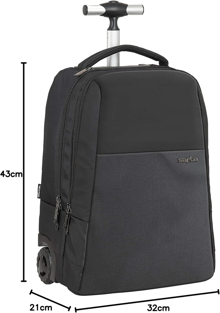 SAFTA Trolley für Laptops mit 39,6 cm (15,6 Zoll), mit Tasche für Tablet und USB-Anschluss, 430 x 32