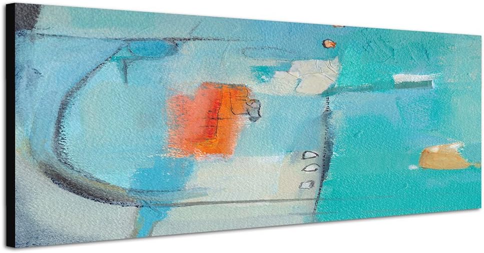 Paul Sinus Art Panoramabild auf Leinwand und Keilrahmen 150x50cm Hintergrund abstrakt Grunge blau gr