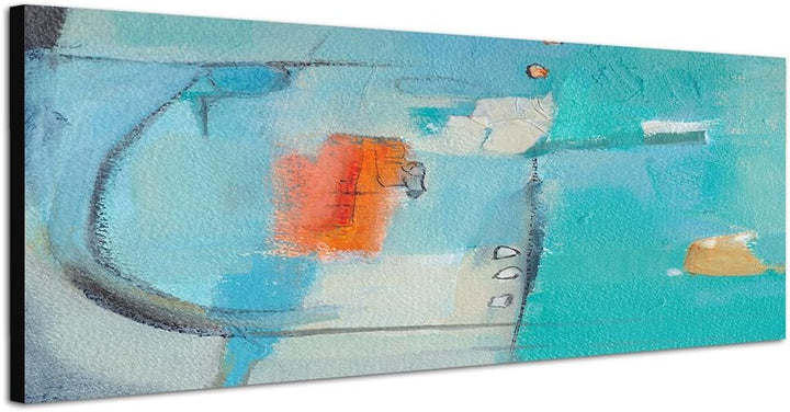 Paul Sinus Art Panoramabild auf Leinwand und Keilrahmen 150x50cm Hintergrund abstrakt Grunge blau gr