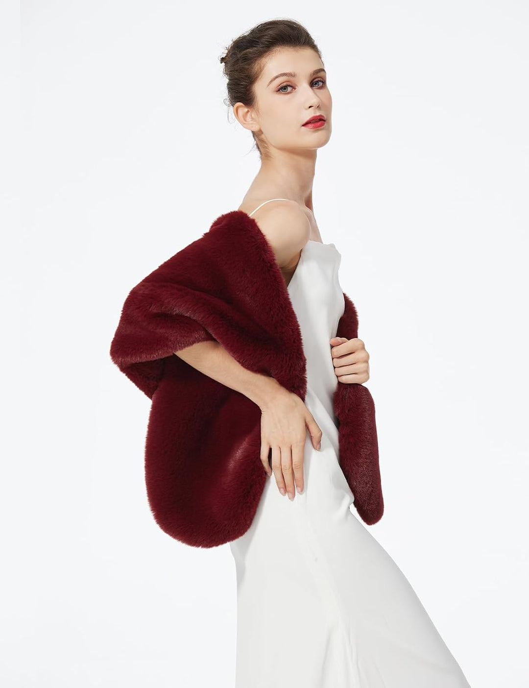 BEAUTELICATE Kunstpelz Schal Stola Damen Warm Brautjacke Brautschal Brautstola Pelz für Braut Hochze