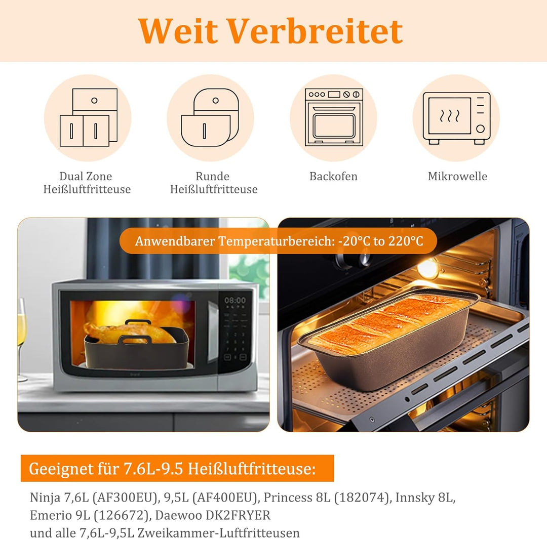 19PCS Zubehör Heissluftfritteuse für Ninja Foodi AF400EU AF300EU AF500EU, Airfryer Zubehör Silikonfo