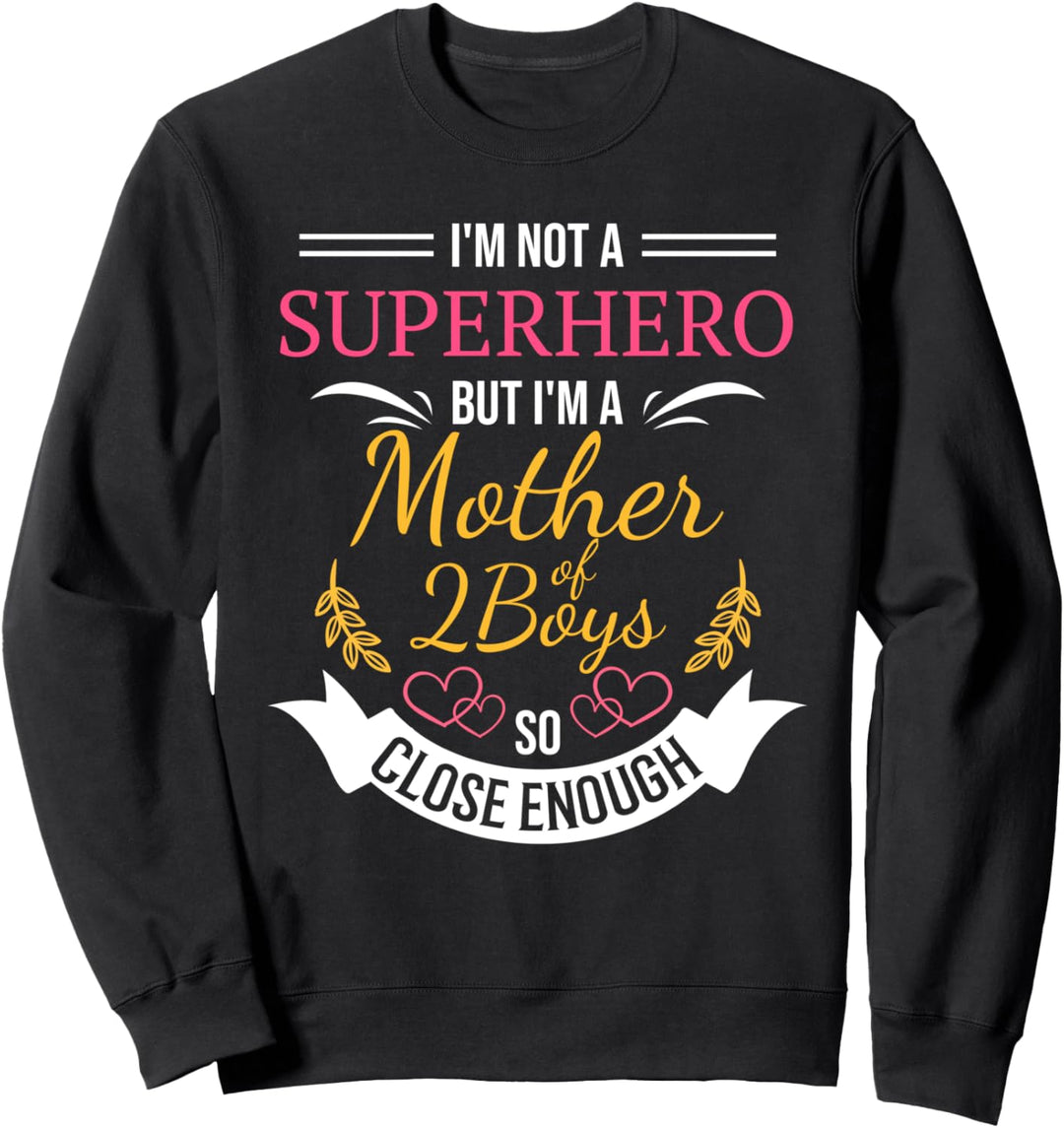 Geschenk zur Babyparty, zweites Kind, Mutter von zwei Jungen, Superhelden Sweatshirt