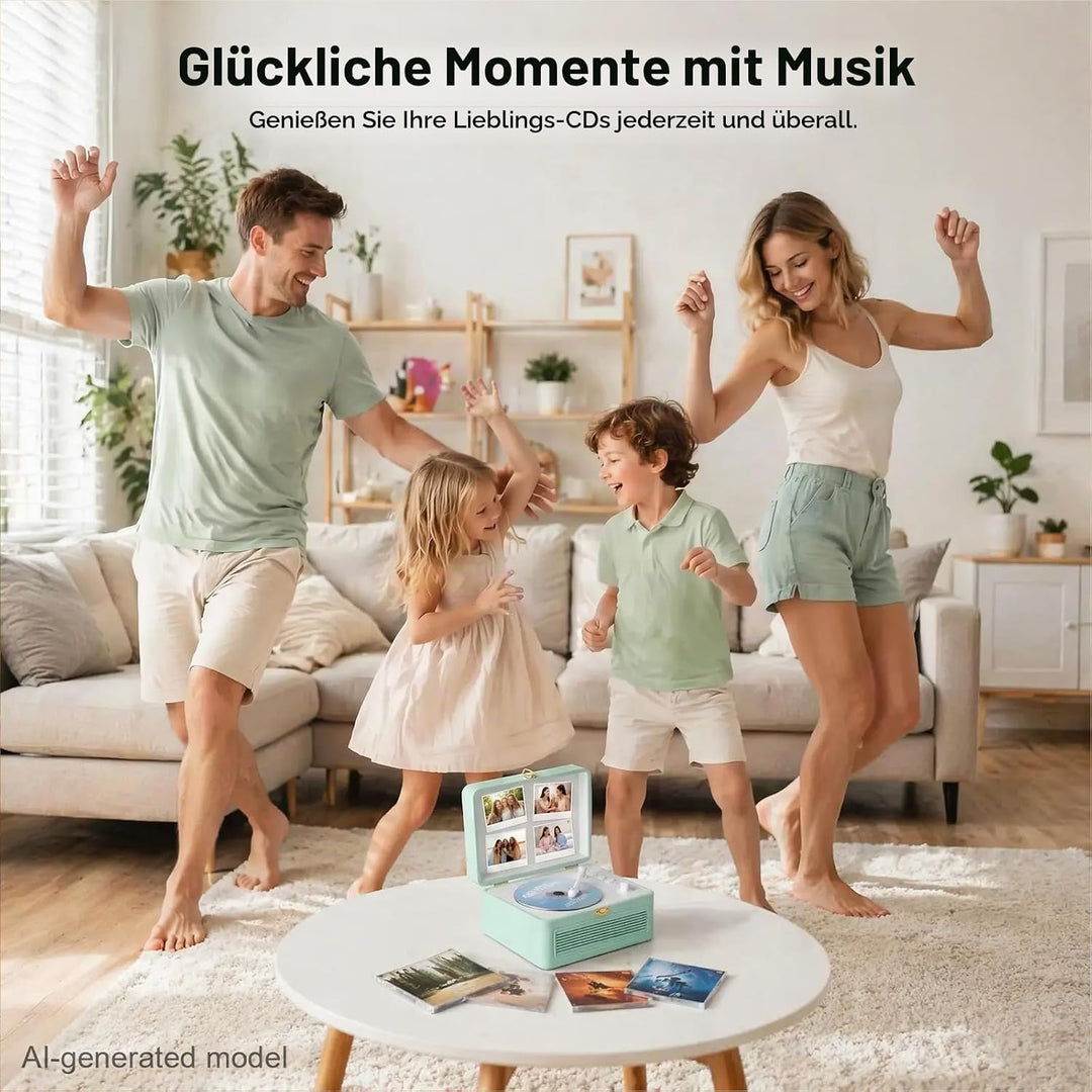 Gueray Tragbarer Bluetooth CD-Player mit Lautsprechern 3600mAh Wiederaufladbarer Vintage CD Spieler