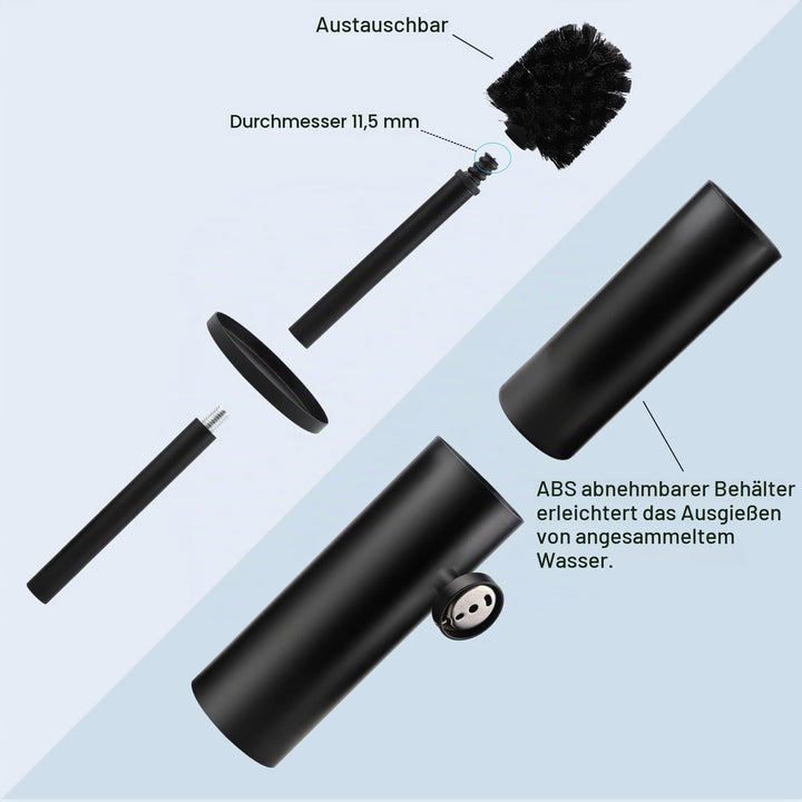 EXLECO Edelstahl Toilettenbürste WC Bürste mit Ersatzbürste Wasserauffangbehälter Klobürste und Behä