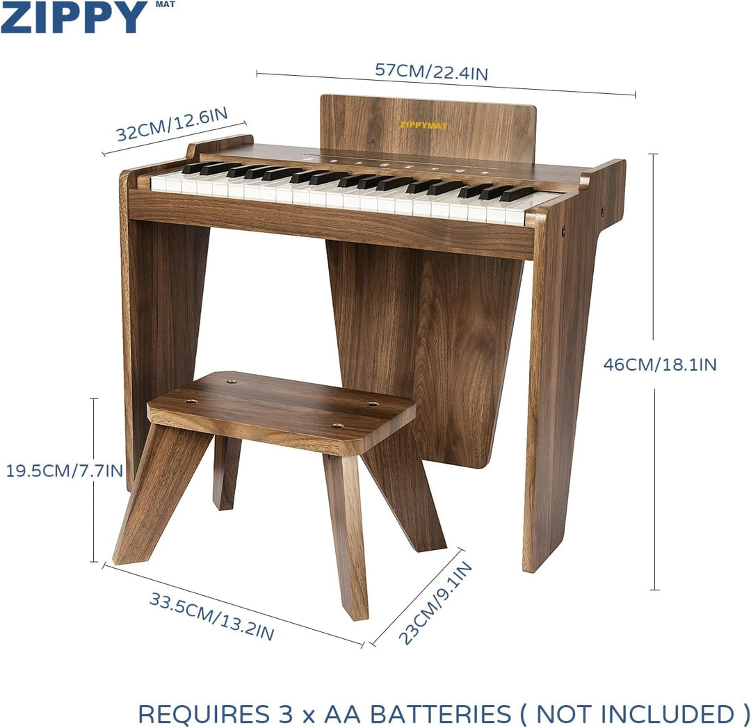 ZIPPY MAT Kinderklavier, 37 Tasten Digitalpiano für Kinder, berührungsempfindliches Bedienfeld, Laut