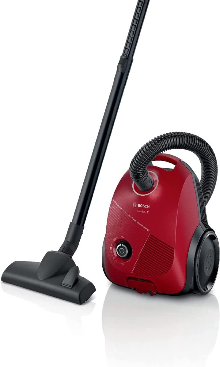 Bosch BGBS2RD1 - Serie 2, 8 Meter Kanistersauger mit 3,5-Liter-Beutel - Geräuschpegel 80 dB - Rot