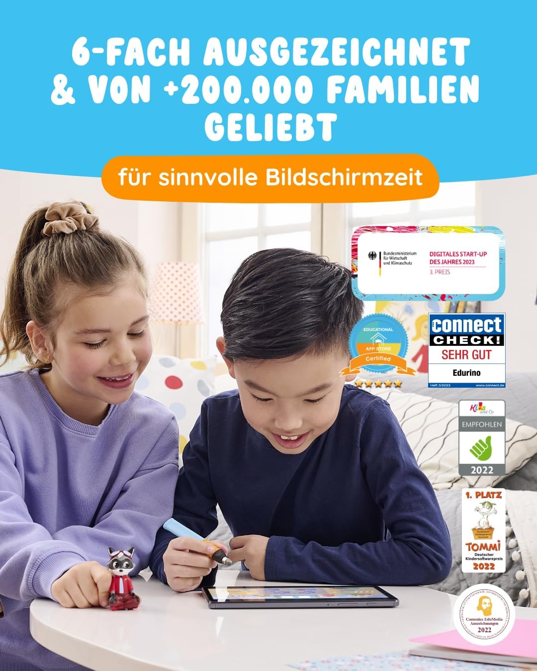 Edurino Figur Robin Zahlen & Mengen ab 4 Jahren - Stufe 1 inkl. App | Innovatives und digitales Lern